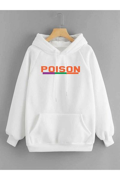 DEEPSENCE Unisex Hooded Sweatshirt Posion Back Print White