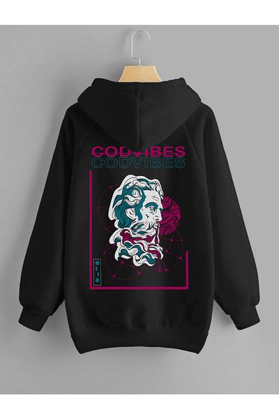 DEEPSENCE Unisex Hooded Sweatshirt Codvıbes Back Print Black