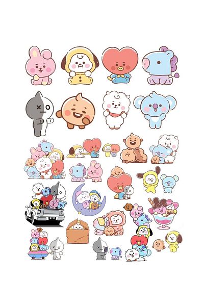 Ororabutik Σετ αυτοκόλλητων 26 τεμαχίων Bts Bt21 Kpop - Σετ αυτοκόλλητων Scrapbook Bullet Journal