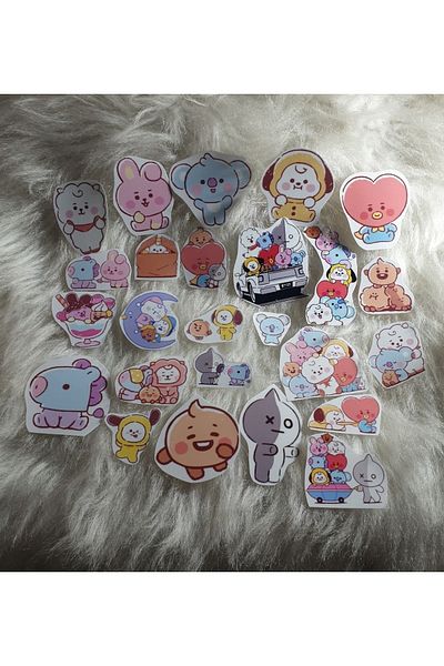 Ororabutik Σετ αυτοκόλλητων 26 τεμαχίων Bts Bt21 Kpop - Σετ αυτοκόλλητων Scrapbook Bullet Journal