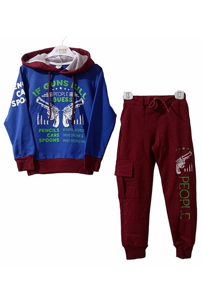 Fox Life Kids Σετ παιδική φόρμα με κουκούλα με στάμπα Lycra Combed Cotton