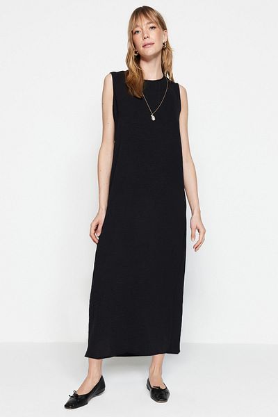 Trendyol Modest Aerobin υφαντό μαύρο φόρεμα με φόδρα - TCTSS23EB00146