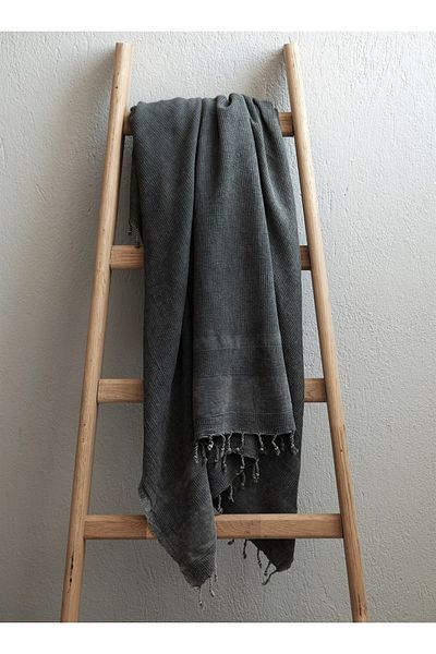 Barine Black Stone Cotton Sofa Shawl - 140X170