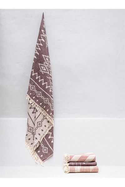 Barine Claret Red Kilim Cotton Sofa Shawl - 130X170