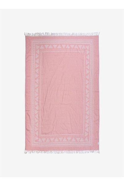 Barine Şal de canapea din bumbac monocolor Coral - 130x170