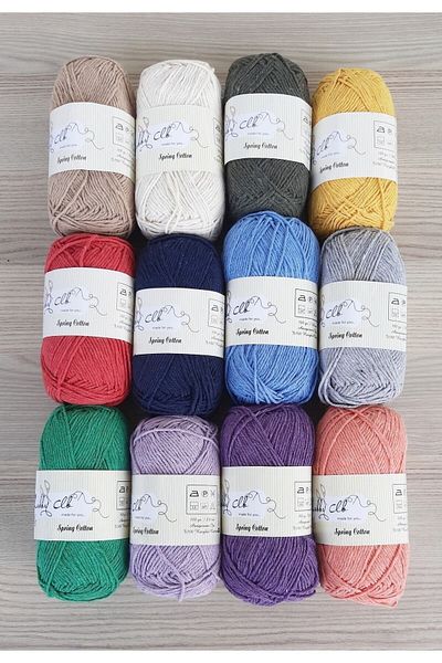 Körfez Hobi Market 12 τεμάχια 100% βαμβακερό σετ διάτρησης και νήματος Amigurumi 100 γραμμάρια