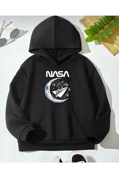 Perfekto giyim Детски суитшърт с качулка с качулка с щампа на NASA и унисекс
