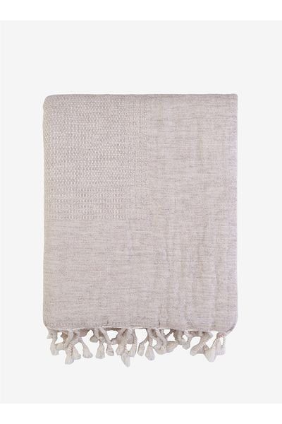 Barine Beige Tan Wool Sofa Shawl - 125X180