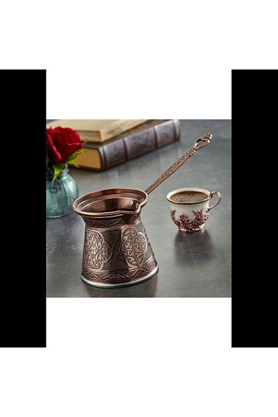 Aydudu Cast Copper Coffee Pot No 4 Patterned for 4 Persons