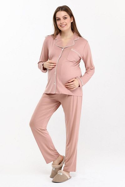 LİKAPA Front Buttoned Maternity and Postpartum Seasonal Long Sleeve Pajama Set