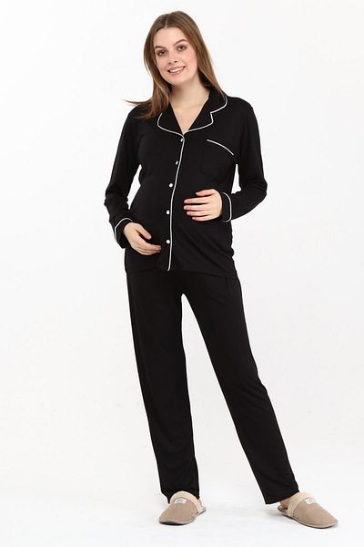 LİKAPA Front Buttoned Maternity and Postpartum Seasonal Long Sleeve Pajama Set