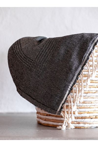 Barine Black Tan Wool Sofa Shawl - 125X180