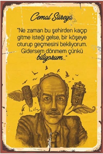 Hayat Poster Cemal Süreya Citate Poster Retro din lemn