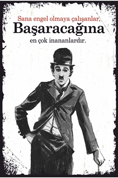 Hayat Poster Charlie Chaplin Sözler Retro Ahşap Poster