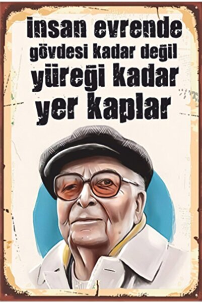 Hayat Poster Yaşar Kemal Retro Ahşap Poster
