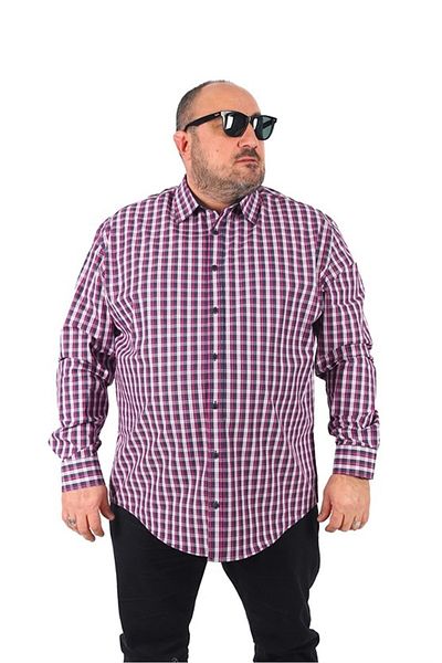 Starbattal Plus Size Men's Plaid Shirt 23357 White