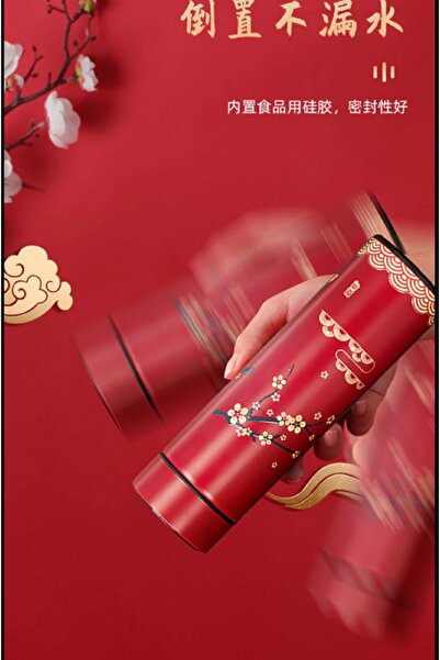 hediyeconcepti 500ml Stainless Steel Temperature Display Printed LCD Screen Thermos