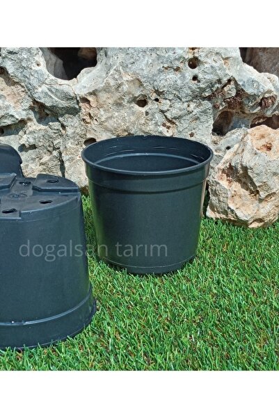 Asenya Siyah Üretim Saksısı 1,3 Lt 1 Adet Yuvarlak Saksı Çiçek Saksısı Plasti...