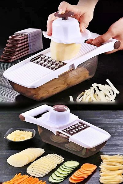Tilbe Home Grater Slicer with Chamber 8 Blades Vegetable Potato Grater Mandolin Chopper Luxury Dicer Grater Set