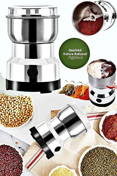 Tilbe Home مطحنة توابل القهوة الكهربائية الصلب مطحنة ملح القهوة الأرز الفلفل الحار الحبوب المروحية طحن الطعام