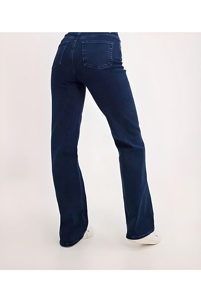 LİMABEL Albastru închis anii 90, mediu albastru închis Lycra, talie super-înaltă Palazzo, pantaloni largi în jean