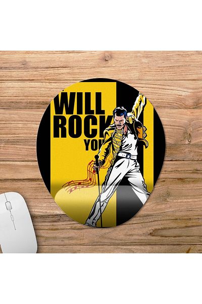 Pixxa Queen We Will Rock You - موديل لوحة الماوس المدعومة بالمعصم من Freddie Mercury - بيضاوي واحد