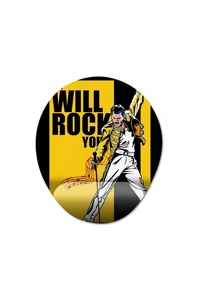 Pixxa Queen We Will Rock You - موديل لوحة الماوس المدعومة بالمعصم من Freddie Mercury - بيضاوي واحد