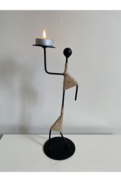 MB happyartshop Vintage Iskandinav Demir Şamdan 25 Cm - Eli Yukarıda