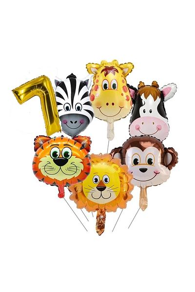 DÜVENCİ TİCARET Age 7 Balloon Set with Safari Figures