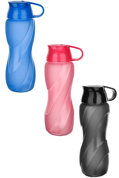 Hane Dostu 3 Pieces 750 ml Polypropylene Decorative Water Bottle - Rhine Water Bottle Set with Leak-Proof Lid and Water Bottle