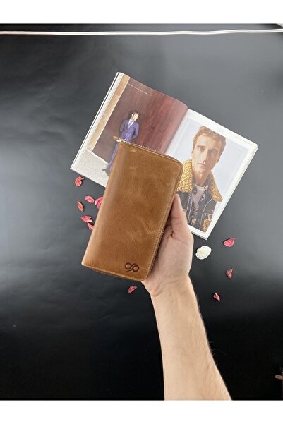 rakunart Forest Fermuarlı Portföy Cüzdan Taba Greyzi