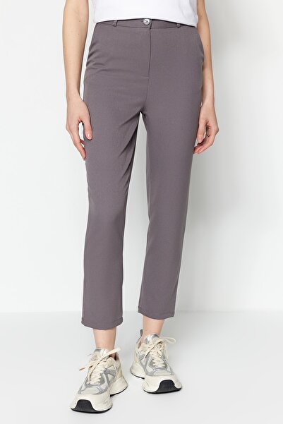 Trendyol Collection Antracitové základní cigaretové tkané kalhoty TWOSS19ST0038