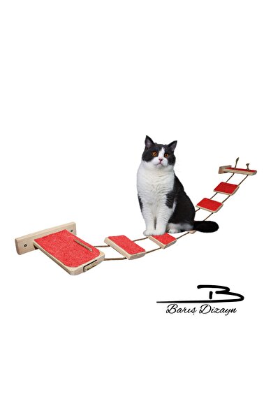 Barış Dizayn Tırmalama Halısı Kaplı Ipli Kedi Merdiveni Kedi Köprüsü Duvar Yo...
