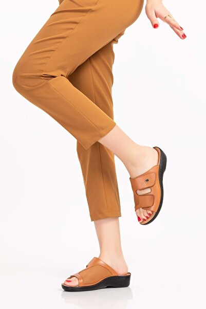 Gondol Kadın Hakiki Deri Kemik Çıkıntısına Özel Tabanı Çıkan Terlik Yprk.250 - Taba - 39