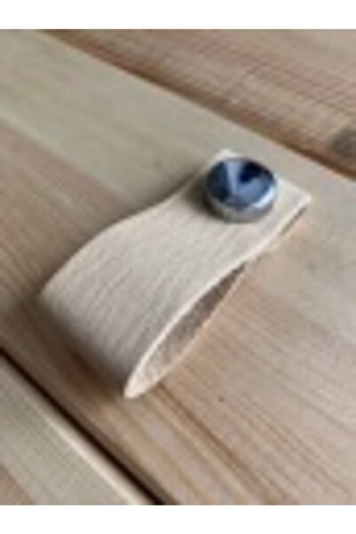 alfa tasarım atölyesi Genuine Leather Cabinet Button Handle - Bone (5 Pieces)