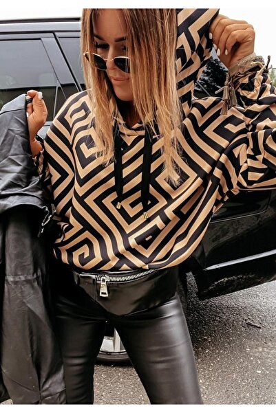 twomeey Γυναικείο ύφασμα με κουκούλα και ριγέ σχέδιο από δύο κλωστές