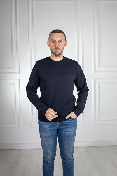 Sarar Men's Navy Blue O Neck Sweatshirt