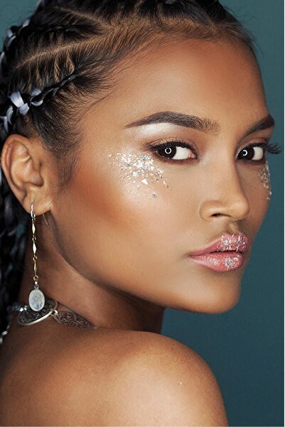 hbtasarim Jel Form Makyaj Simleri Glitter Işıltılı Yüz Makyajı Beyaz