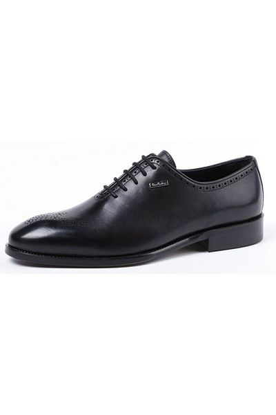 Pierre Cardin 4639 حذاء رجالي أسود برباط ونعل نيوليت