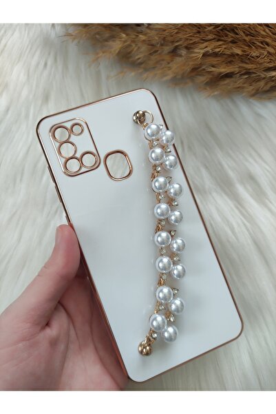 Aksesuarda Moda حافظة سامسونج A21s مقطوعة بالليزر مع اللؤلؤ