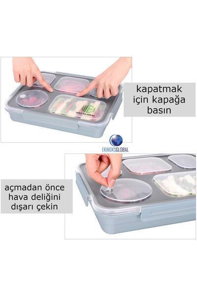 Vagonlife 304 Stainless Steel Food Box - Portable, Five Compartments, 1600ml Capacity