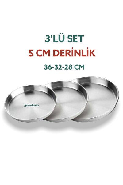 YILDIZ ARKAR Alüminyum Baklava Börek Fırın Tepsisi 3'lü Set (36-32-28 Cm)