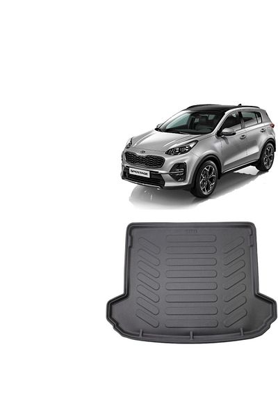 TEAMCAR Kia Sportage R 2018 Compatible Model 3d Luggage Pool + 3d Gray Chrome Pool Mat Set