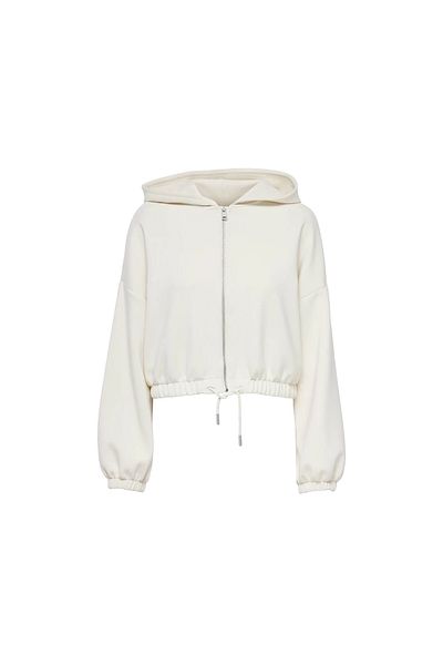 ONLY Onlscarlett L/s Zip Hood Swt Noos Women's Casual Jacket15210679-Bırch Cream