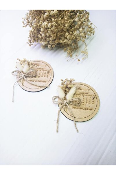 modernlazer Ahşap Magnet Söz Nişan Düğün Hediyelik Ikah Şekeri 25 Adet