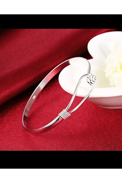 925Silver 925 Ayar Modern Çiçek Figürlü Gümüş Bileklik