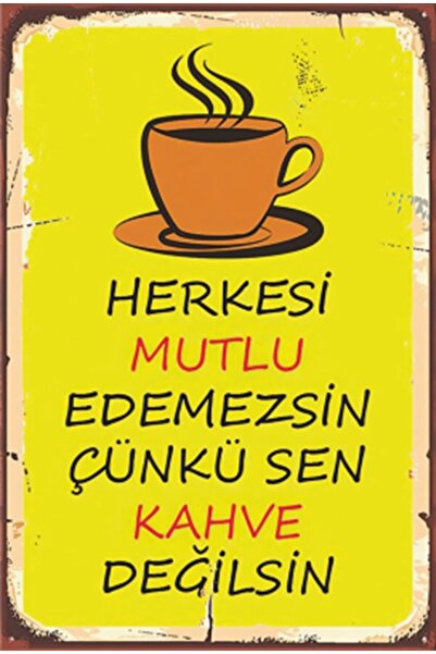 Hayat Poster Kahve Mutfak Sözleri Retro Ahşap Poster