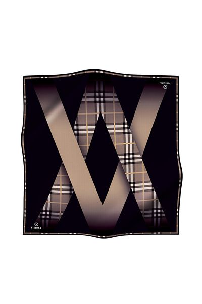 Vissona Women's Twill Silk Scarf Beige - Black