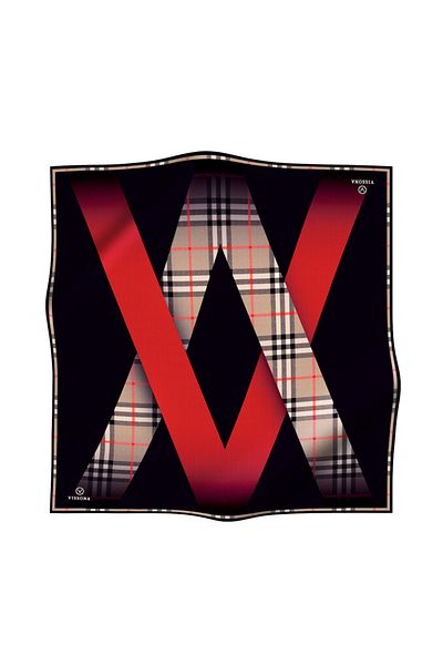 Vissona Γυναικείο Μεταξωτό Κασκόλ Twill Κόκκινο - Μαύρο