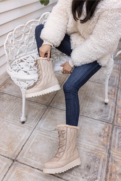 ANGELİNA JONES Staru Kadın Bej Parasut Kumaş Bot